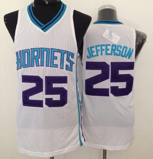 Men Charlotte Hornets #25 Al Jefferson White Throwback Stitched NBA Jersey->charlotte hornets->NBA Jersey